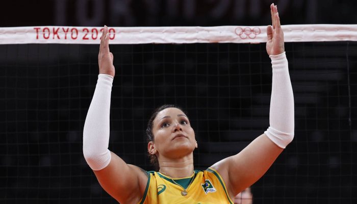 Tandara em atuação pela seleção brasileira durante os Jogos de Tóquio
             -       
        Valentyn Ogirenko - 4.ago.21/Reuters