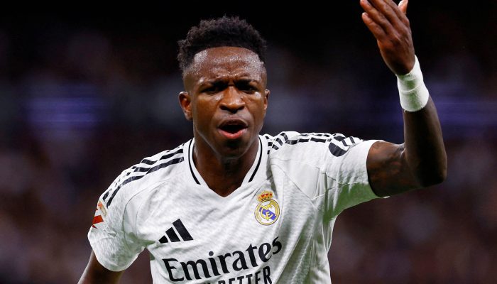 Vinicius J&uacute;nior, jogador do Real Madrid, que ter&aacute; jogos na Caz&eacute;TV pelo Campeonato Espanhol
             -       
        Susana Vera/Reuters