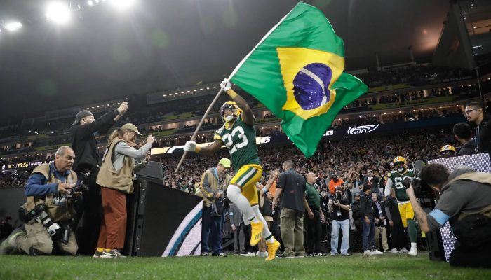 Jogo da NFL entre Green Bay Packers e Philadelphia Eagles, na Neo Química Arena
             -       
        Rubens Cavallari - 7.set.24/Folhapress