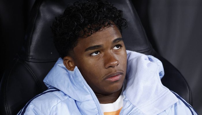 Endrick em treino do Real Madrid para jogo contra o Olympique de Marselha pela Champions League, no qual ficou o tempo todo na reserva
             -       
        Pierre-Philippe Marcou - 15.set.25/AFP