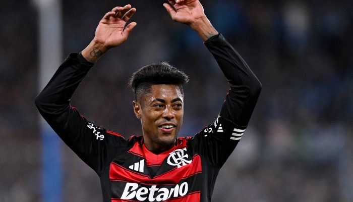 O atacante Bruno Henrique celebra a classificação do Flamengo à final da Copa Libertadores
             -       
        Rodrigo Valle - 30.out.25/Reuters