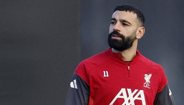 Mohamed Salah durante treinamento do Liverpool
             -       
        Jason Cairnduff - 8.dez.2025/Action Images via Reuters