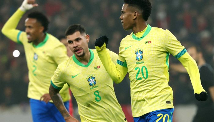 Estêvão (20) celebra gol do Brasil em amistoso contra a Tunísia; seleção está entre as candidatas ao título da Copa do Mundo de 2026
             -       
        Franck Fife - 18.nov.25/AFP
