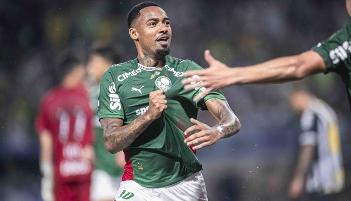 Allan celebra gol do Palmeiras durante clássico contra o Santos em Barueri
             -       
        Anderson Lira/Código 19/Folhapress