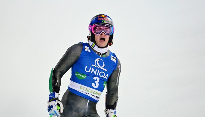 Lucas Braathen em ação em Schladming, na Áustria, na Copa do Mundo de esqui alpino; ele está em segundo lugar no ranking
             -       
        Christian Bruna - 27.jan.26/Reuters