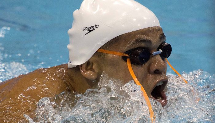O nadador Adriano Gomes de Lima na prova de 100 m peito nos Jogos Paralímpicos de Londres 
             -       
        Fernando Maia - 5.set.12/Divulgação CPB