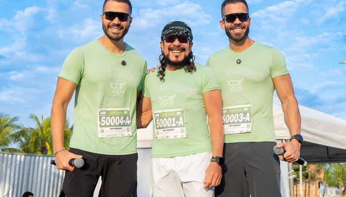 Bell Marques e os filhos Rafa (esq.) e Pipo, organizadores do circuito de corridas 100% Você
             -       
        Divulgação