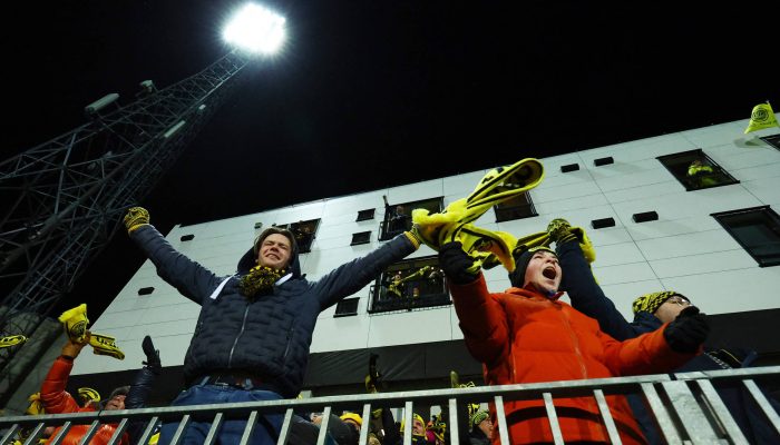 Torcedores do Bodo/Glimt acompanham partida contra o Manchester City no Aspmyra Stadion
             -       
        Andrew Boyers - 20.jan.26/Reuters