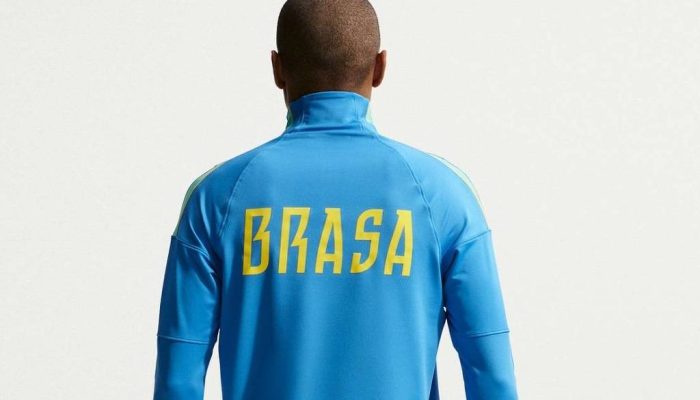 Detalhe da camisa de treino da seleção brasileira de futebol anunciado pela Nike para a Copa 2026
             -       
        Divulgação Nike