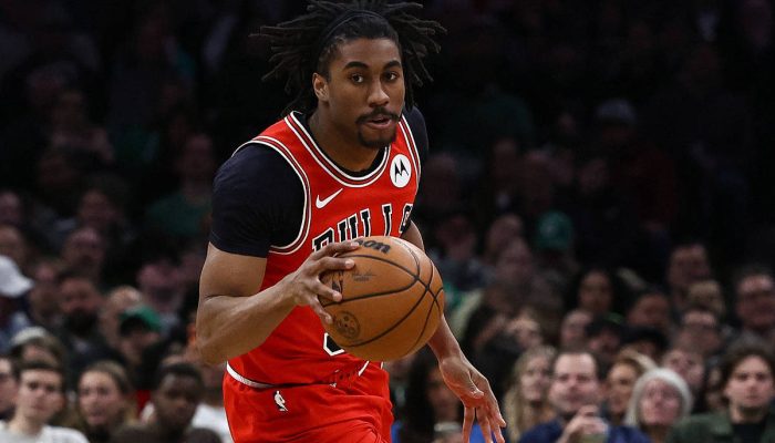 Jaden Ivey durante jogo do Chicago Bulls contra o Boston Celtics 
             -       
        Winslow Townson - 12.fev.26/Reuters