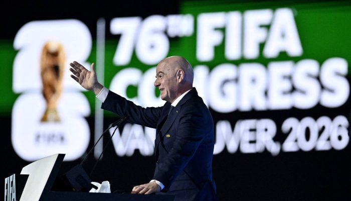 Gianni Infantino discursa no Congresso da Fifa, em Vancouver
             -       
        Jennifer Gauthier/Reuters