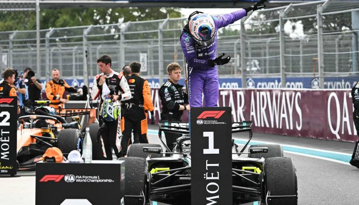 Kimi Antonelli celebra seu triunfo no Grande Prêmio de Miami
             -       
        Chandan Khanna/AFP