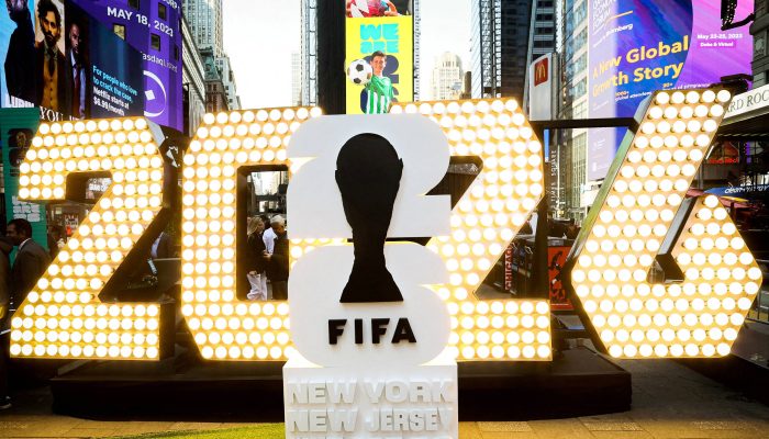 Logo da Copa do Mundo da Fifa em exibição na Times Square, em Nova York


             -       
        Brendan McDermid - 18.mai.23/Reuters