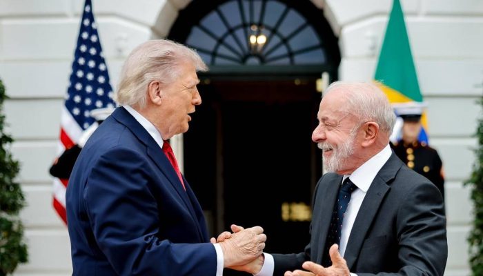 O presidente dos EUA, Donald Trump, e seu homólogo brasileiro, Luiz Inácio Lula da Silva (PT), durante encontro na Casa Branca
             -       
        Ricardo Stuckert/Divulgação PR