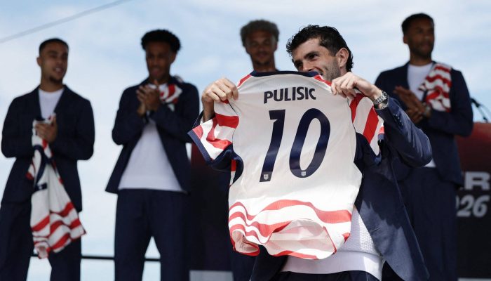 Christian Pulisic durante apresentação da lista de convocados dos Estados Unidos 
             -       
        Adam Hunger - 26.mai.26/Getty Images via AFP