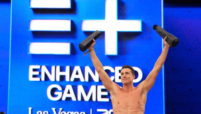 O grego Kristian Gkolomeev na prova de 50m dos Enhanced Games, em Las Vegas
             -       
        Kirby Lee - 24.mai.26/IMAGN Images via Reuters Connect