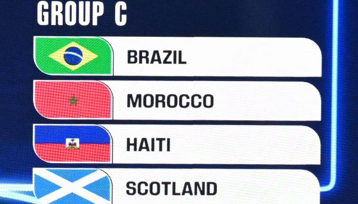 Formação do Grupo C no sorteio da Copa, com Brasil, Marrocos, Haiti e Escócia
             -       
        Roberto Schmidt /AFP