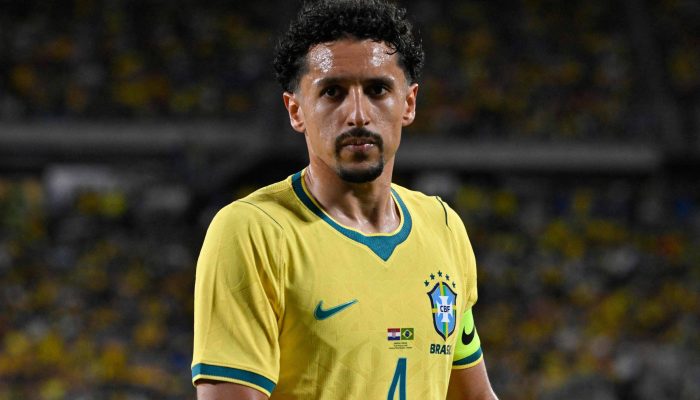 Marquinhos durante amistoso entre Brasil e Croácia em Orlando, na Flórida 
             -       
        Miguel J. Rodriguez Carrillo - 31.mar.26/AFP